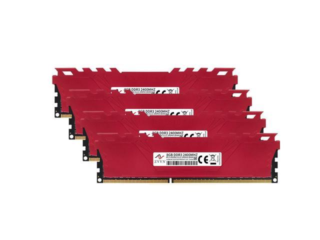 32GB (4 x 8GB) DDR3 2400 (PC3 19200) Red RAM Desktop Memory Model 240-Pin ZVVN 3U8H24C11ZVT0R04