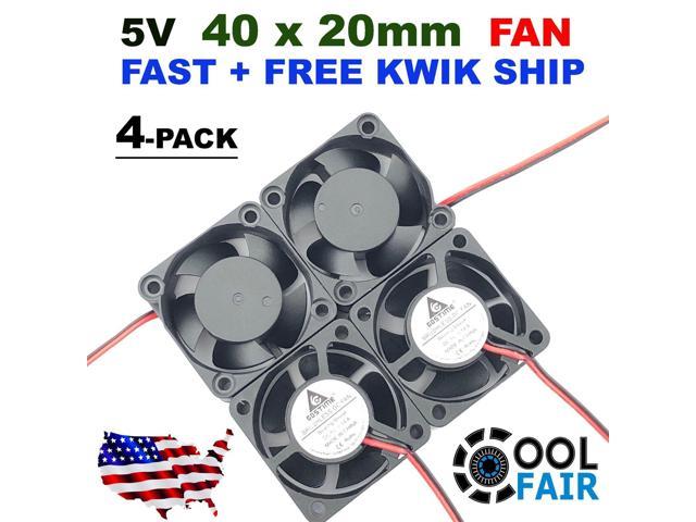 US 1x Brushless DC Cooling Fan 40x40x20mm 4020 5 blades 5V 0.12A 2pin Connector 