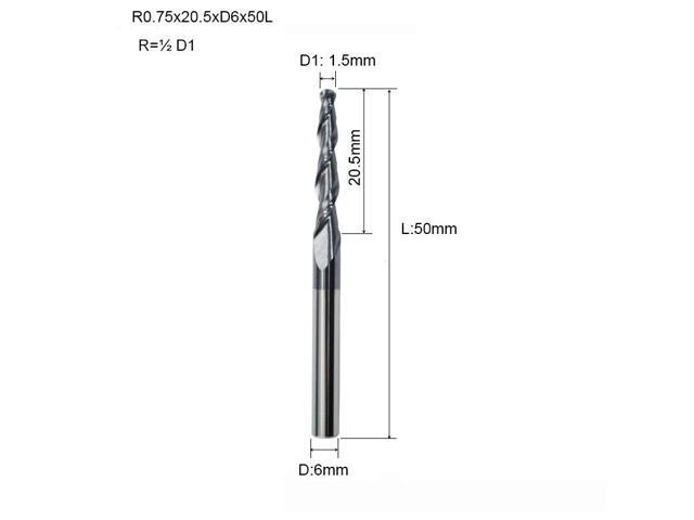 1pc Tapered Ball Nose End Mill Tungsten Solid Carbide Coated Tapered ...