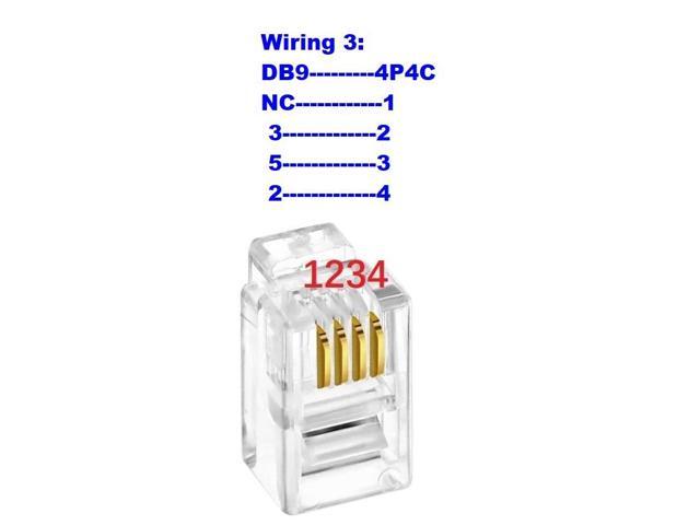 D-SUB 9 PIN 9P DB9 FEMALE TO RJ9 RJ10 RJ11 4P4C PLUG RS232 SERIAL