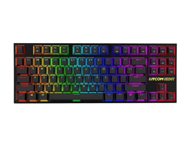 RGB Mechanical Keyboard TKL KTICOM Gaming NK60T Cherry MX Blue Switch Equivalent Compact 87 Keys Tenkeyless LED Backlit Detachable USB Type-C Cable Computer Wired Keyboard for Windows PC/MAC Gamers