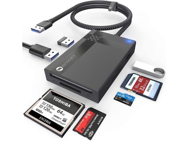 GIKERSY SD Card Reader,3 in 1 USB 3.0 Memory Card Reader Adapter 5Gbps Read 3 Cards Simultaneously with Card Holder Case for CF,SD/SDXC/SDHC,MMC,TF/Micro SD/Micro SDXC/Micro SDHC,UHS-I Card 