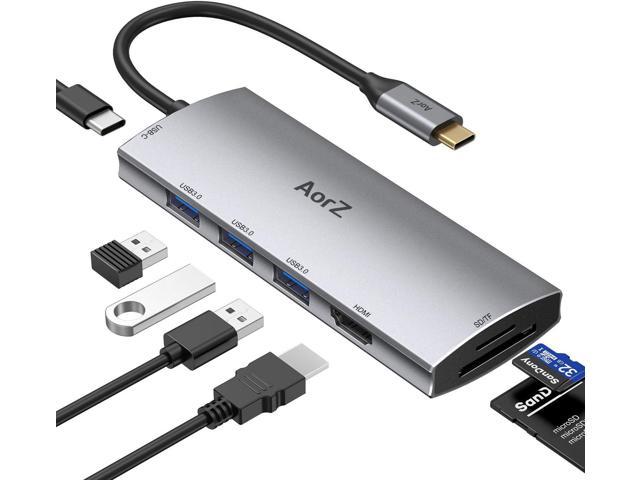 USB C Adapter 7 in 1 Multi Port Dongle USB Hubs MacBook Pro Thunderbolt 3 Gray 