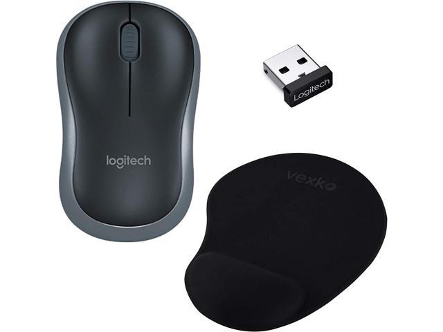 Logitech M185 Mouse & Pad Bundle - Ergonomic Wireless Computer, Gaming, Office Device with USB Receiver Dongle - Lycra Cloth Support Mat with Gel Wrist Rest & Non-Slip Base