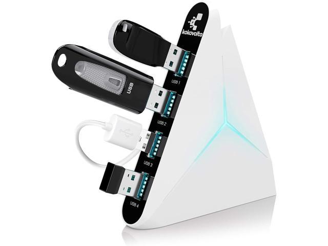 hvid Slapper af petroleum USB Hub 3.0 Vertical Data Hub with Long Cord - 4 Port Black & White Charger  Splitter