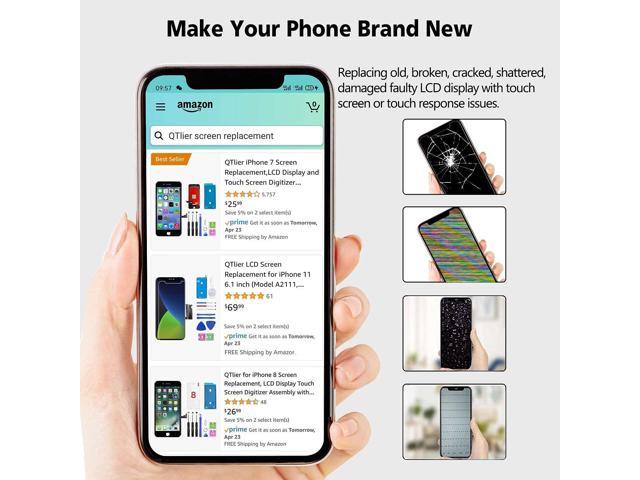 QTlier for iPhone Xs Max Screen Replacement 6.5 inch LCD Display Touch Screen Digitizer Assembly with Repair Tools+Adhesive Strips+Screen Protector Model A1921, A2101, A2102, A2103, A2104 