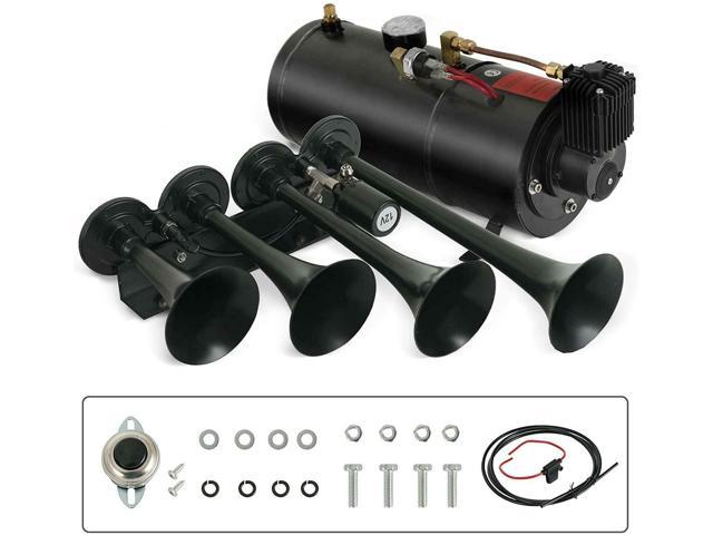12V 150DB Train Horn Kit 4 Trumpet w/ 150PSI Air Compressor Complete System
