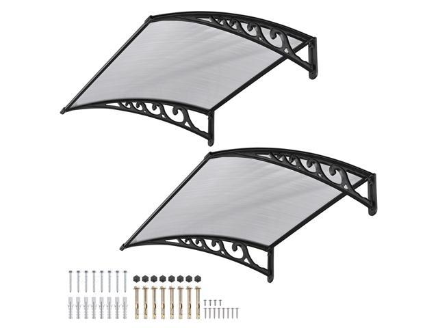 Yescom 2 Whole 40"x40" Clear Door Window Awning Outdoor Canopy Polycarbonate Hollow Sheet Patio Cover UV Rain Snow Protection
