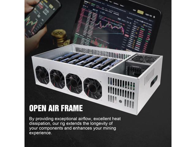 Daylead Mining Rig Case 8 GPU Mining Case with 4 Powerful Cooling Fans and  Mining Motherboard (Without GPU, PSU) for BTC/ETH/ZEC GPU Mining Rig with  