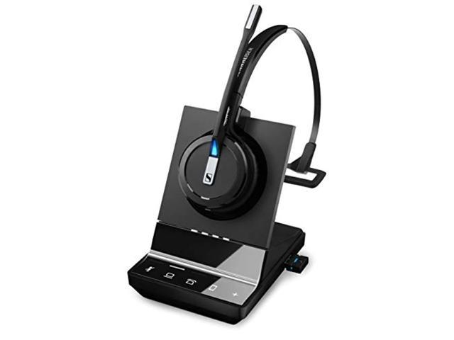 Black Sennheiser Enterprise Solution SDW 5016 Single-Sided Wireless DECT Headset for Desk Phone Softphone/PC& Mobile Phone Connection Dual Microphone Ultra Noise Cancelling