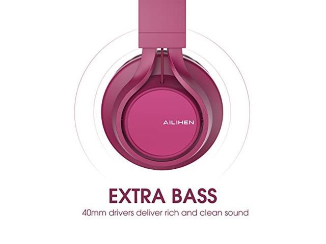 Upgraded Headphones with Microphone and Volume Control Folding Lightweight Headset for Cellphones Tablets Smartphones Laptop Computer PC Mp3/4 Purple Pink AILIHEN C8 