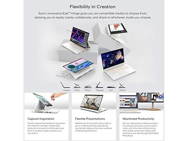 Acer ConceptD 3 Ezel CC314-72G-72SX Convertible Creator Laptop, Intel  i7-10750H, GeForce GTX 1650 Max-Q, 14