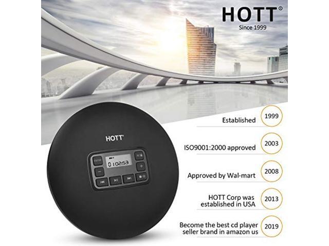 HOTT CD204 Portable CD Player, Personal Compact CD Player with Headphones,  Anti-Skip/Shockproof for Home Travel and Car, Small Music CD Walkman with