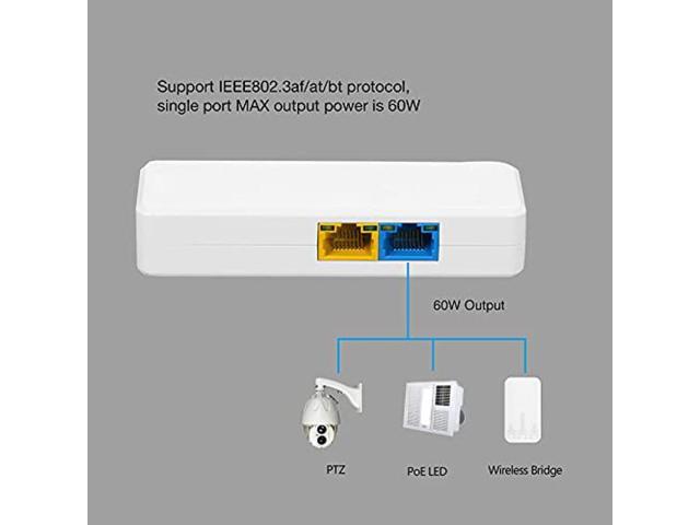 Cqenpr PoE Extend Switch, IEEE802.3af/at/bt, PoE++ BT Port 60W Output,  Cascade 3-4 Times, Distance Extend 130MNo Power Required, Plug&Play.