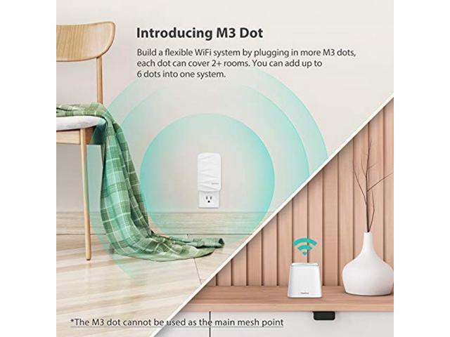 MeshForce M3 Dot Wall Plug WiFi Extender, Works with MeshForce M1 and M3  Whole Home Mesh WiFi System - Use with only MeshForce WiFi System