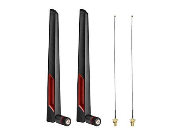 Superbat WiFi Antenna with RP-SMA Male Connector 2pcs 2.4GHz 5GHz 5.8GHz Dual Band Antenna for PCI-E WiFi Network Card USB Wireless Camera Router Hotspot etc 