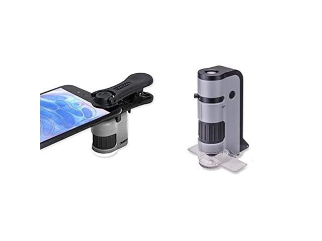 Carson MicroMini 20x LED Lighted Pocket Microscope with Built-in LED and UV Flashlight and Universal Smartphone Digiscoping Adapter Clip MM-380 