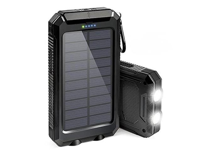 Portable Solar Power Bank Panel 2 LED Lamp with USB Cable Battery Charger Emerge 