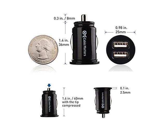 LG G7 Cable Matters Updated Version 2-Pack 10W 2A Flush Mount Mini Dual USB Car Charger with Smart Charging Chipset for iPhone XR XS and More Note 9 Samsung Galaxy S10 Google Pixel 3 V40