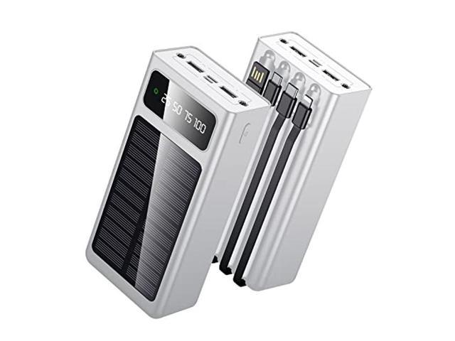 Samsung Solar Power Bank Portable Charger,50000mAh Solar Charger Fast Charging Built in Cable,USB C Input/Output with Smart LED Display,Dual Flashlight External Battery Power Bank for iPhone,Tablet 