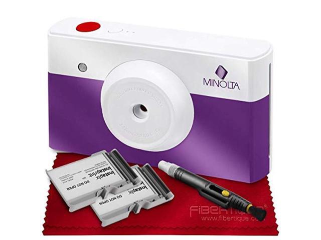 Minolta Instapix Print Digital Camera with Printer (Purple) + Cartridge + Basic Accessory Bundle