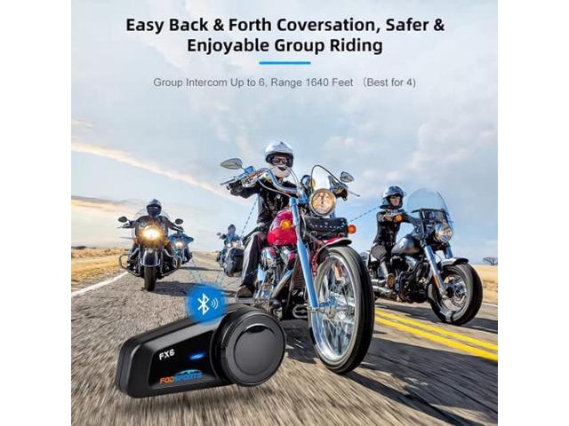 Motorcycle Bluetooth Headset Fodsports FX6 1000m 6 Riders Group Motorbike  Intercom Universal Bluetooth Motorcycle Helmet Communication System FM/Hard  