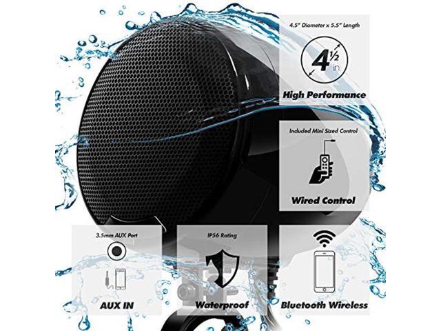 GoHawk AN4 Gen.2 All-in-One Built-in Amplifier 4 Full Range Waterproof Bluetooth Motorcycle Stereo Speakers Audio Amp System w/AUX for 7/8 to 1-1/4 Bar Harley ATV RZR UTV Quad 4 Wheeler 