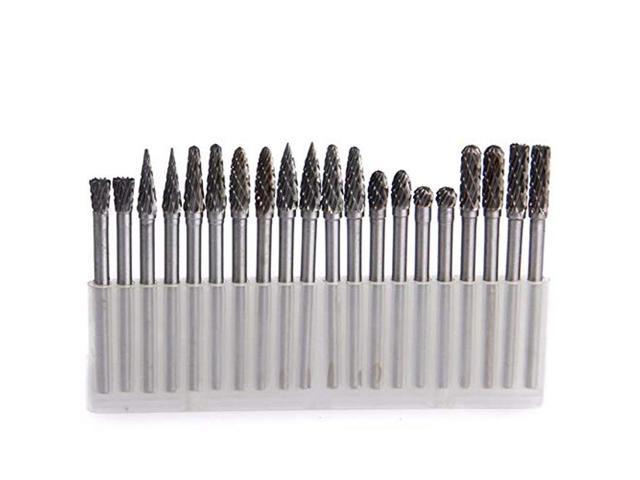 8mm Head Double Cut Solid Tungsten Carbide Rotary Burr Set with 1/4-Inch Shank for Die Grinder Drill Metal Carving,Polishing,Engraving,Drilling 5Pcs Carbide Burrs Set 