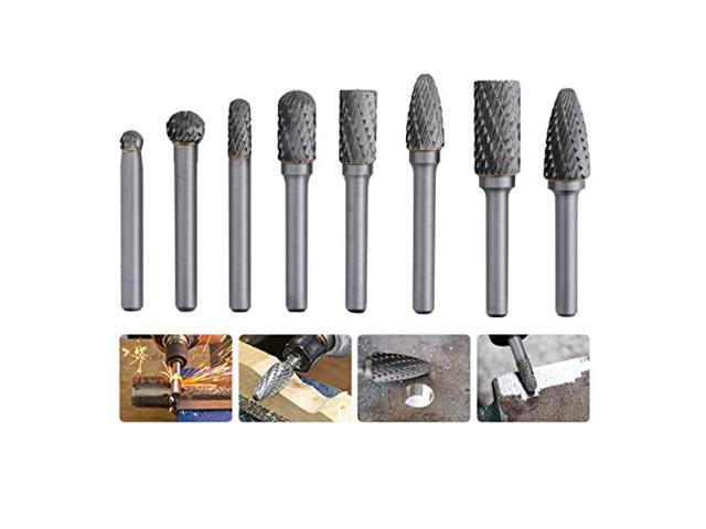 Tungsten Carbide Rotary Burrs Die Grinder Bits,Tungsten Steel Solid Carbide Rotary Files Diamond Burrs Set Fits Dremel Tool for Woodworking Drilling Polishing Carving Engraving 