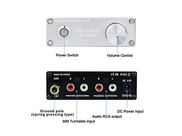 Black Dilvpoetry Phono Box Mini Phono Preamp Turntable Phonograph Preamplifier Pre-amp for Vinyl Record Player DC12V 
