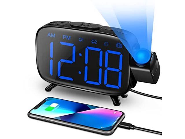 Alarm Clock Radio IWVMEM Digital Alarm Clock with FM Radio 12/24H Dual Alarms 6 Level Dimmer Large LED Display Snooze USB Charging Port Alarm Clock for Bedroom 