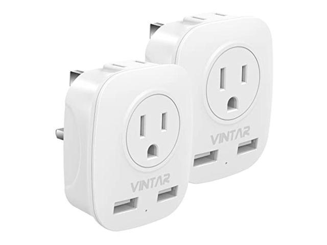 2pk Type G Travel Plug Adapter Outlet w/ 2 USB Ports for UK Hong Kong Ireland 