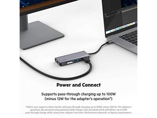 Belkin Usb C Hub In Multiport Adapter Dock With K Hdmi Usb C W Pd Pass Through