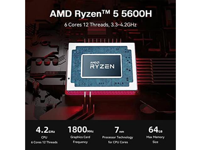 Beelink SER5 Mini PC AMD Ryzen 5 5600H (up to 4.2GHz) 6C/12T, 16GB