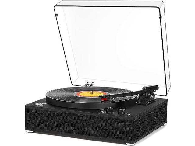 Record Player, FYDEE Bluetooth Turntable with 2 Built-in Stereo Speakers,  3-Speed 33/45/78 RPM LP Vinyl Player, Vintage Vinyl Turntable Player