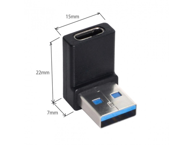 CY Type C USB-C Female 90 Degree Down Angled to USB 3.0 A Male Data ...