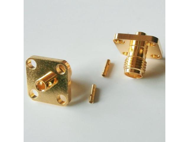 USA Seller SMA Female Chassis Panel Mount 4 Hole Solder Connector 5 PCS 