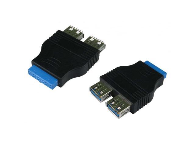 Dual Twin USB 3.0 Type A Female to 20 Pin Motherboard Header Adaptor ...