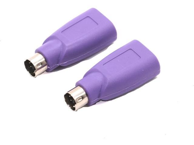 2 Pack Usb Female To Ps2 Male Keyboard Adapter Mouse Mice Adapter Converter Purple