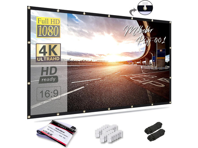 Mdbebbron 150 inch Projection Screen 16:9 Foldable Anti-Crease Portable ...