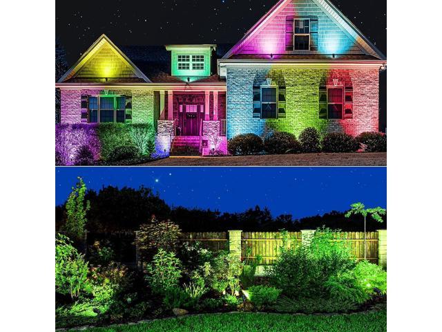 Landscape Spotlights RGB Color Changing Landscape Lights Low Voltage  42.98FT Wired 24V LED Landscape Lighting Plug in Waterproof 4-in-1 Outdoor Spot  Light with Transformer & Remote 