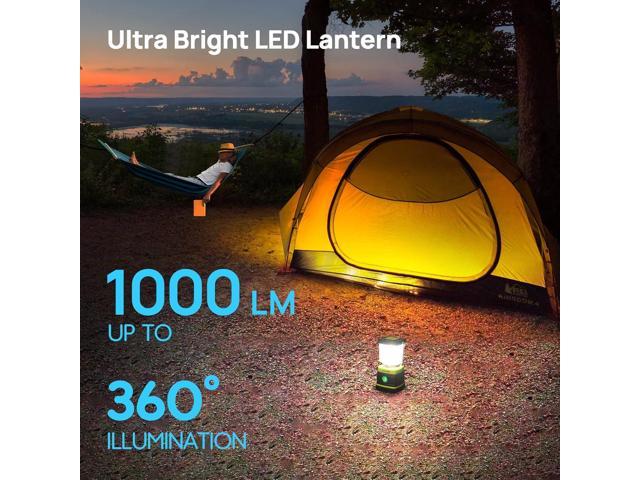 LED Camping Lantern, Battery Powered Camping Lights, 1000LM, 4 Light Modes,  IPX4 Waterproof Tent Lights, Portable Flashlight for Power Outages,  Emergency, Hurricane, Hiking, 2-Pack