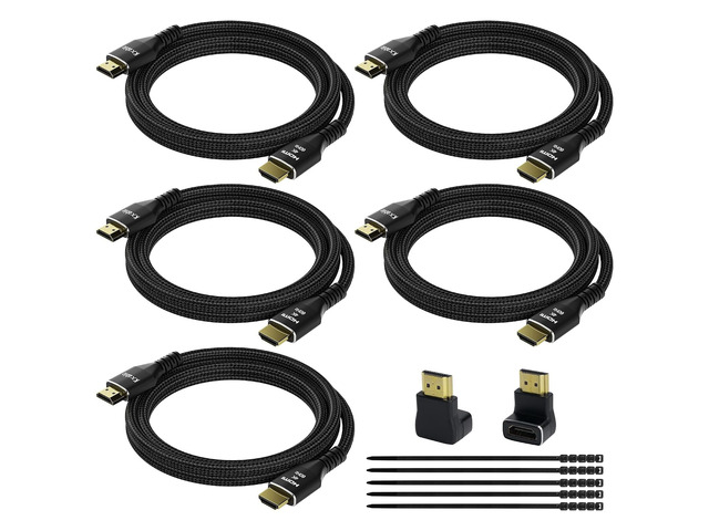 4K HDMI Cable 8 Feet (5 Pack), Ultra HD HDMI 2.0 Cable, Nylon Braided ...
