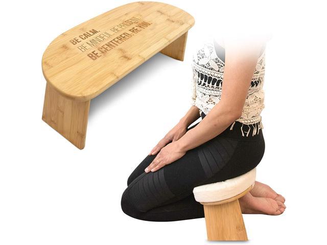 Monk & Llama Kneeling Meditation Bench with Foldable Legs &...