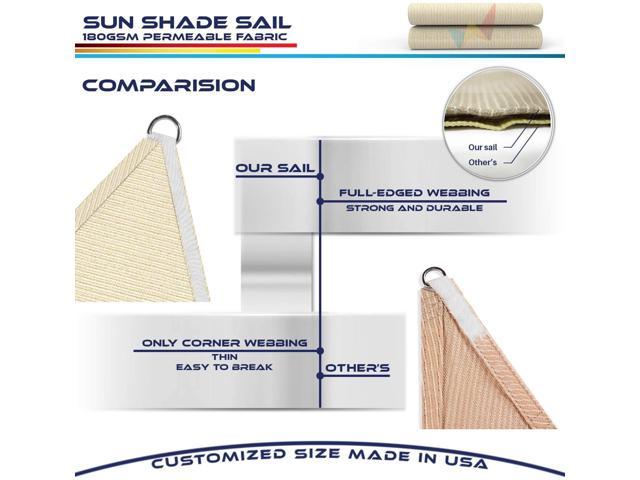 3 Year Warranty Windscreen4less 8 x 8 x 11.3 Sun Shade Sail Triangle Canopy in Beige with Commercial Grade Customized