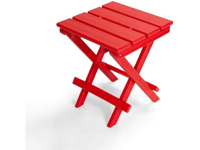 Weather Resistant Patio Side Table for Small Spaces Outside Red Fully Assembled Resin TEAK HDPE Folding Outdoor Side Table