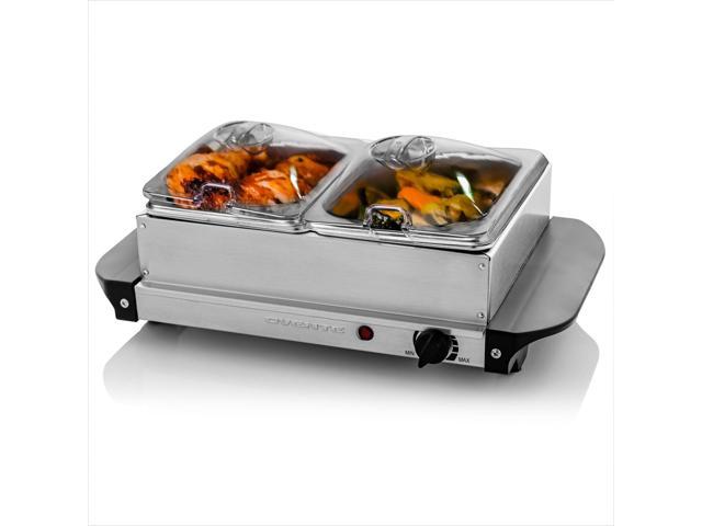 Ovente Electric Food Buffet Server & Warmer 2 Portable Stainless Steel  Chafing Dishes Trays with Temperature Control & Easy Countertop Heating for  Dinner Indoor Holiday Party & Catering, Silver FW152S 