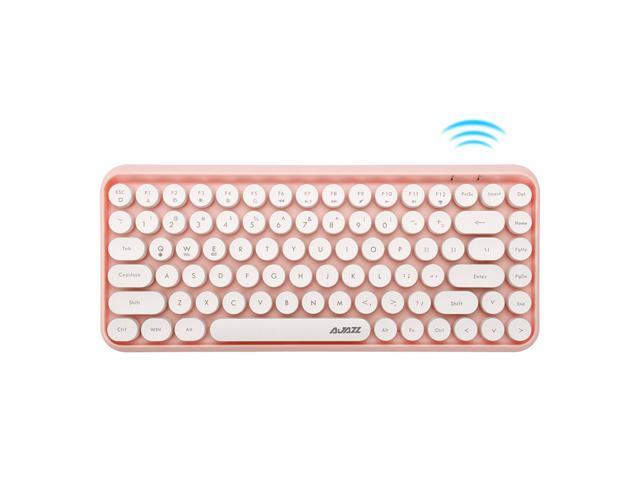 A-jazz 308i Compact 84Keys Bluetooth Wireless Keyboard,Retro Round Keycaps Support PC, Laptop,Ipad,PC Tablet,Silent Typing
