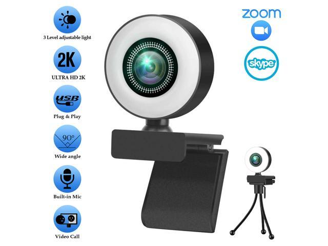 Skype Video Calling Full HD 2K Webcam with Microphone HD Autofocus Web Camera with Privacy Cover Plug and Play USB webcam for Youtube Studying Tripod Conference