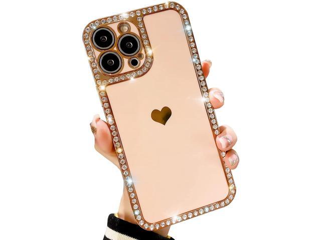 Luxury Iphone 12 Pro Max Case Cute Sparkle Plating Love Hearts Case With Bling Rhinestone Camera Protective Girly Case Cover Design For Iphone 12 Pro Max 6 7 Inch Pink Newegg Com